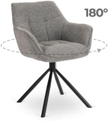 Mebel Elite Forgó szék szürke színben, bouclé kárpittal. PEONY (ME-PEONY-P-T-K)