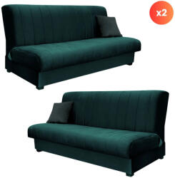  2 db-os szett, ágyazható kanapé zöld színben, velúr kárpittal SIGMA (PPHUE-PICCOLO-KRONOS19-Z2-WER)