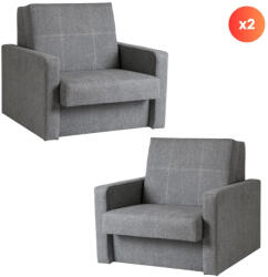 Mebel Elite 2 db-os szett, egyszemélyes ágyazható fotel szürke színben MILAN 1 (PPHUE-MAJA1-POLARIS19-Z2-FW)