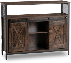  Komód 100 cm méretben, polcos kivitelben, rusztikus tölgy/fekete színben ARLO (ME-ARLO-DRU-CZ-KOM)