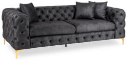  Háromszemélyes kanapé fekete színben, bársony kárpittal SORRENTO 3S (ME-SORRENTO3S-CZ-V-SOF)