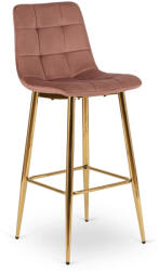 Mebel Elite Bárszék rózsaszín bársony, ARIEL (ME-ARIEL-R-ZL-V-H)