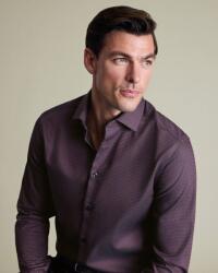 Charles Tyrwhitt Non-Iron Stretch Texture Shirt - Burgundy Red - Slim fit | 39 | 91 (Standard)
