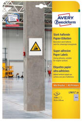 AVERY Etikett címke, 25, 4 x10mm, szuper tapadású 189 címke/ív, 20 ív/doboz, Avery fehér - papirx