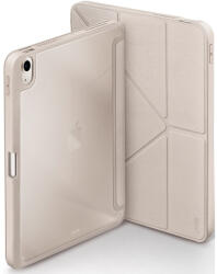 Apple iPad Air (2020 / 2022) / iPad Air 11 (2024 / 2025), mappa tok, közepesen ütésálló, Apple Pencil tartóval, Antibakteriális védelemmel, Origami Smart Case, Uniq Moven, átlátszó/bézs
