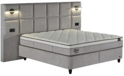 ABC Bedding Elite okos kárpitozott ágyneműtartós ágy - LED világítás, kapcsoló, konnektor, USB és USB-C csatlakozó, széles fejvég + Elite Táskarugós Matrac (Kemény, HR hab, Hyper hab) 180x200