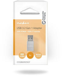 Nedis CCGB60925GY USB A - USB C adapter, USB3.2 dugó - USB-C aljzat, 5 Gbps, (USB3.1, USB3.0, USB2.0) (CCGB60925GY) - wpower