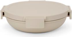Brabantia Make & Take Lunch Bowl ételhordozó tál, 1000 ml, szivárgás- és légmentes záródás, bepattintós (clip-on) zárómechanizmus, lapos - kerek forma, BPA mentes műanyag, világos bézs - 241864 (241864)