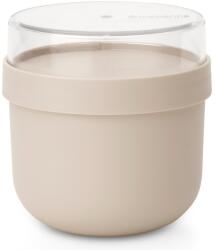 Brabantia Make & Take Breakfast Bowl reggeliző pohár, 500 ml, hő- és fagyálló, felső tárolórekesz (180ml), szivárgás- és légmentes záródás, BPA mentes műanyag, világos bézs - 241826 (241826)