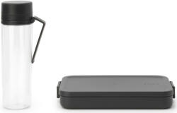 Brabantia Make & Take Break Set uzsonnás szett - kulacs 0, 5L + lapos ebéddoboz 1, 1L, műanyag, sötétszürke (206689)