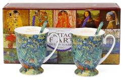 Queen Isabell Van Gogh Íriszek porcelán bögre szett kanállal 300 ml - díszdobozos (IMO-PP-W25VG110A-23991)
