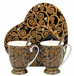 Queen Isabell Klimt porcelán bögre szett kanállal díszdobozban - 300 ml - Életfa (IMO-PP-W23KL810-03894)