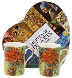 Queen Isabell Van Gogh Vörös pipacsok a vázában porcelán bögre szett 300 ml - szív díszdobozos (IMO-PP-W25VG691B-24721)