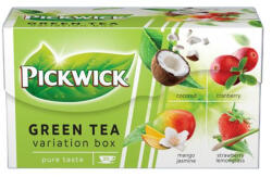 Pickwick Zöld tea, 20x1, 5 g, PICKWICK "Zöld tea Gyümölcsös Variációk", kókusz, vörösáfonya, eper-citromfű, mangó-jázmin (KHK461H)