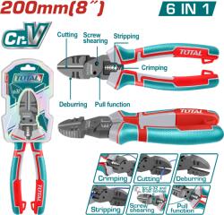 TOTAL Cleste multifunctional TOTAL 6 în 1 industrial, 200 mm, otel Cr-V, teflon (THTMF386) Cleste