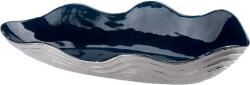  „Wavy sötétkék és ezüst színű kerámia tál - 39 cm