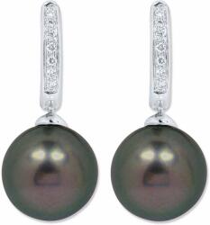 White & Black Tahiti igazgyöngy fülbevaló gyémánt zárral - 11mm - AA (AU14438)