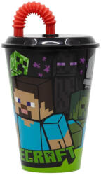 Stor Minecraft szívószálas pohár, műanyag 430 ml (40430)