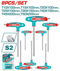 TOTAL Set 8 chei Torx in T TOTAL, otel S2, maner ergonomic, uz industrial (THHW80836) Surubelnita