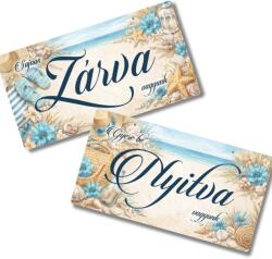  Nyomtatott fa tábla - Zárva-Nyitva 24, 3x13cm - tengeparti