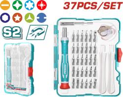 TOTAL Set surubelnite de precizie TOTAL, 37 piese, biti Torx/PH pentru electronice (TACSD30376) Surubelnita