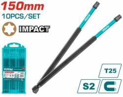 TOTAL Set 10 biti de impact Torx T25, 150 mm, otel S2, magnetici TOTAL (TACIM16T2563) Surubelnita