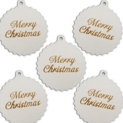  Fodros gömb Merry Christmas fehér 5db/cs - csinaldmagadshop