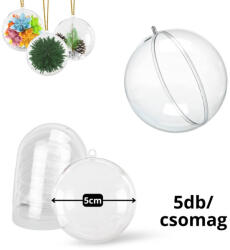  Ajándéktartó szétválasztható gömb műanyag 5cm 5db/cs - csinaldmagadshop