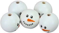  Nyomtatott fehér fagolyó hóember arccal 30mm 5db/csomag