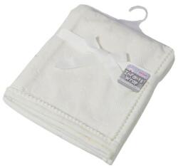Soft Touch Paturica bebe premium Soft Touch alba cu stelute si ciucuri 75x90 cm (KDWFBP230-W) Lenjerii de pat bebelusi‎, patura bebelusi