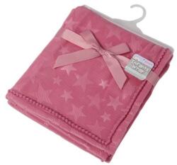 Soft Touch Paturica premium Soft Touch Dusty Pink cu stelute si ciucuri 75x90 cm (KDWFBP230-DP) Lenjerii de pat bebelusi‎, patura bebelusi