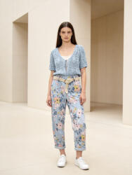  Beunique Fashion rugalmas pamut nadrág virág mintával szűkszárú felhajtós Light Blue One size