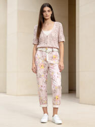 Beunique Fashion rugalmas pamut nadrág virág mintával szűkszárú felhajtós Soft Pink One size