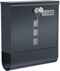 SONGMICS Zárható postaláda újságtartóval, névtáblával falra, kerítésre szerelhető, antricit szürke