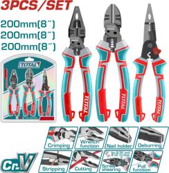 TOTAL Set 3 clesti multifunctionali TOTAL Cr-V 200 mm, cu manere TPR si teflon (THT2MK231) Cleste