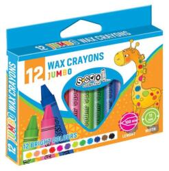 S-COOL Creioane cerate, forma rotunda, usor de ascutit, rezistente la apa, set 12 culori (JOC30350)