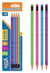 S-COOL Creion grafit HB, Shining Star, forma triunghiulara, set 4 culori (JOC30336)