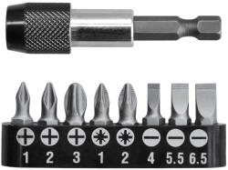 TOTAL Set 8 biti TOTAL cu prelungitor magnetic, suport compact pentru însurubare (TACSD3091) Surubelnita