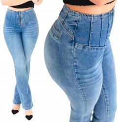 SEPATI Női farmer nadrág harangok push up magas derekú Zip modellező flare L