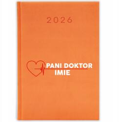 FunnyCase Könyvnaptár 2026 Doktornő *név* Narancssárga Ajándék Minták (Kalendarz Pomarańczowy PANI DOKTOR *IMIĘ*)