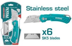 TOTAL Cutter profesional TOTAL din inox 61x19 mm, cu 6 lame SK5 de rezerva (THT5136288)