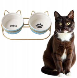  Dupla Kerámia Tál Kutya Macska Állványon Tál Szett 2DB 2x300ml (ZestawmiskiZ0016)