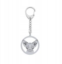 Mejk Jewellery Ezüst kulcstartó macska Devon Rex 925 Ékszer Ajándék Gravírozás (gadżet do kluczy z Kot Devon Rex)