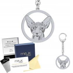 Mejk Jewellery Ezüst kulcstartó Macska Sphynx 925 Ékszer Ajándék Gravírozás Ingyenes (brelok do smyczy z Kot Sphynx)