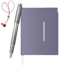 Parker Set Stilou IM Rituals gri cu accesorii cromate + Agenda Velvet B6 violet (PACHETMARTISOR6(1))