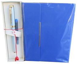 Parker Set Stilou IM Rituals albastru cu accesorii aurii + Agenda Velvet B6 albastra (PACHETMARTISOR6(4))