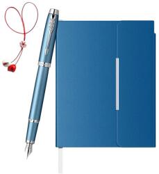 Parker Set Stilou IM Rituals albastru cu accesorii cromate + Agenda Velvet B6 albastra (PACHETMARTISOR6(2))