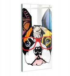 Wallfluent Üvegkép Falra Akasztható Szoba Francia bulldog szemüvegben (010010010250100075227)