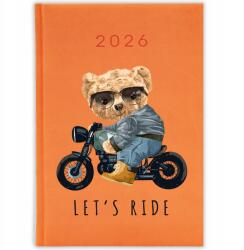  Könyvnaptár A5 2026 Narancssárga Vicces Ajándék Maci Let's Ride Wz (Kalendarz 26 Pomarańczowy Miś Let's Ride)