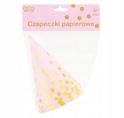 GoDan Szülinapi papírsapka rózsaszín arany pöttyös 6 db Godan